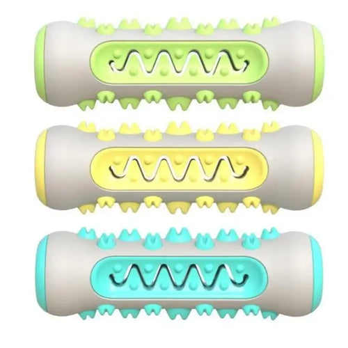 3 Colors Fillable Dog Toothbrush Chew Toy for French Bulldog, zigzag groove design tartar cleaning chew stick for daily Frenchie dental care