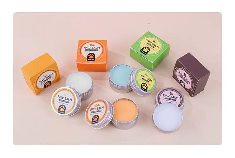 4 flavors natural pet paw balm set, shea, seabuckthorn, avocado & cocoa butter dog cat paw moisturizer
