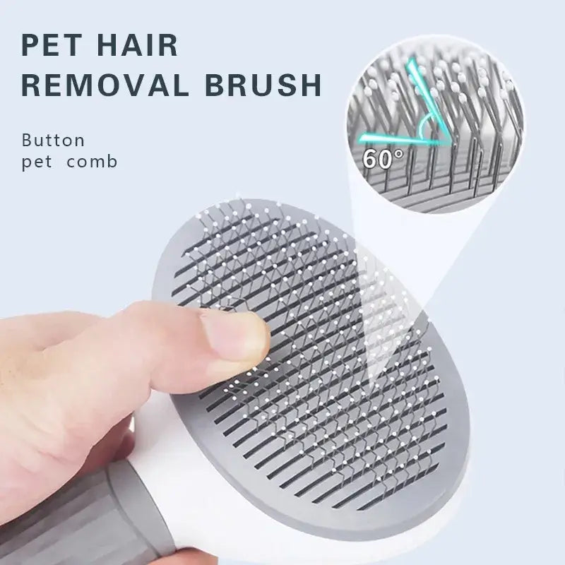 60 Degree Angled Round Pin Self Cleaning Dog Brush, gentle grooming slicker comb for sensitive skin French Bulldogs