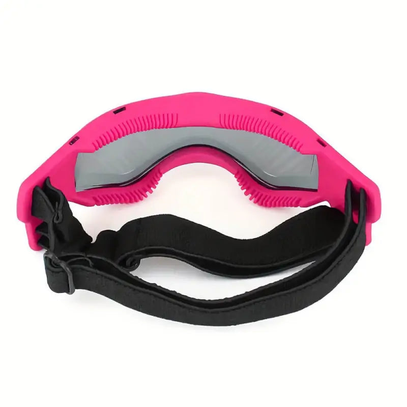 Close-up inner airflow silicone padding of dog goggles, breathable soft frame prevents skin rub for flat-face French Bulldog