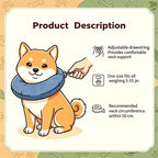 Dog bandana size guide showing adjustable drawstring design, one size fits all dogs 5-55 lbs with neck circumference under 50cm, comfortable neck support for pets.