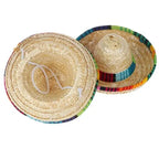 Adjustable mini sombrero pet hat with elastic strap, natural straw for small dogs