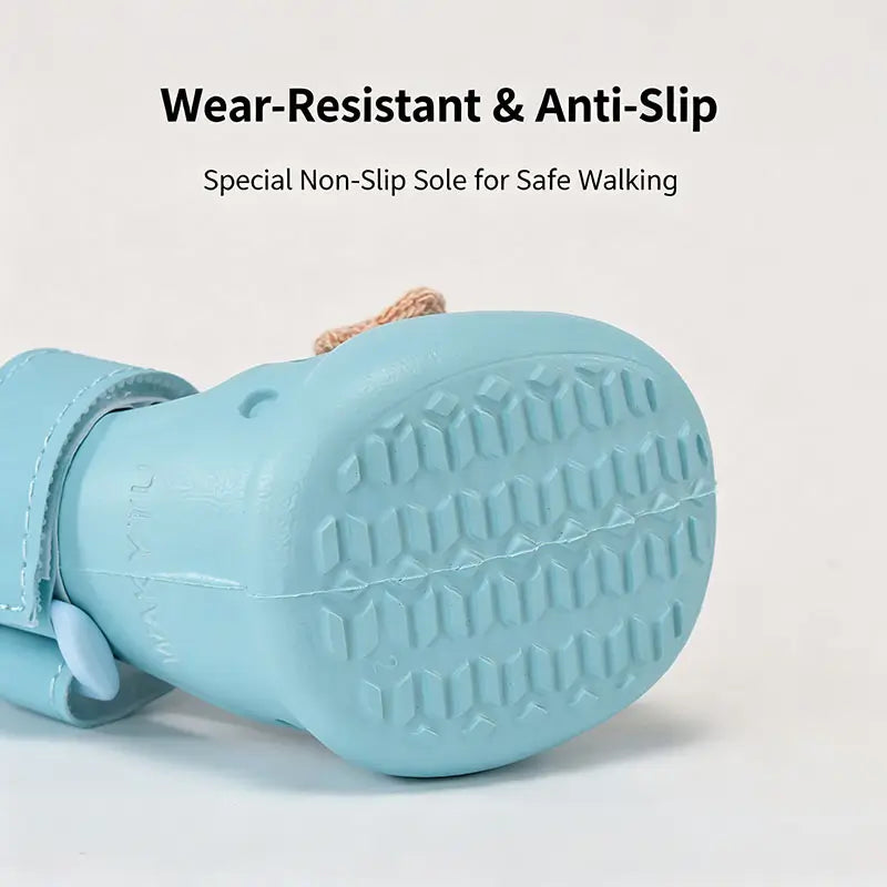 Wear-resistant anti-slip diamond sole of blue dog crocs sandals, safe walking paw protection shoes for French Bulldogs outdoor