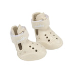 Beige Hollow Breathable Pet Crocs Sandals, adjustable velcro strap non-sweaty paw dog shoes for French Bulldog puppy