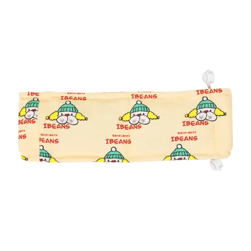 Cream IBEANS cartoon printed refillable cooling dog neck band with drawstring closure, summer heat relief apparel for Frenchie | Frenchie Nest