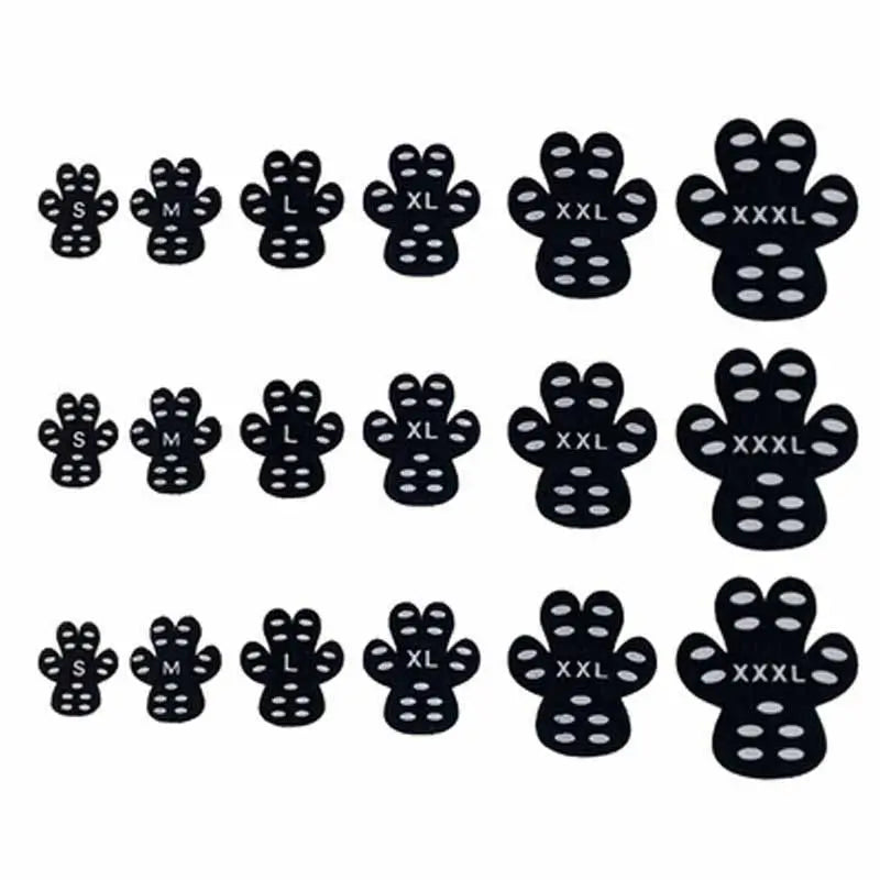Black disposable anti-slip dog paw pads, full size range S-XXXL silicone foot protectors for French Bulldogs and all dog sizes