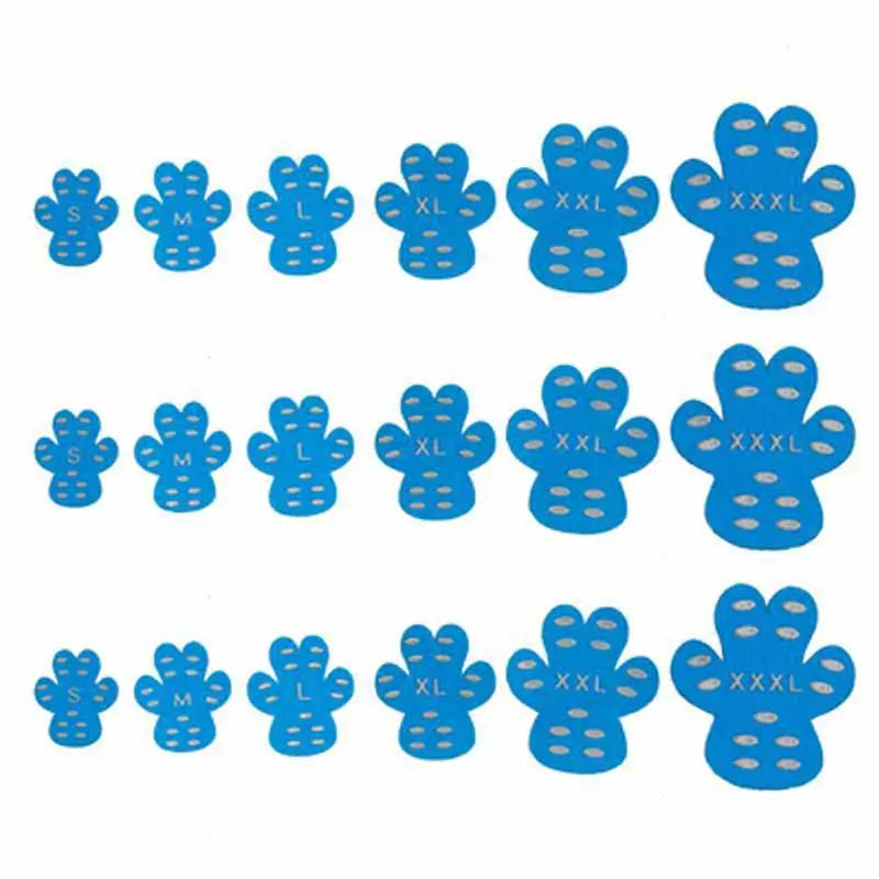 Blue breathable dog paw pads, full size range S-XXXL, non-slip silicone foot protectors from Frenchie Nest for dogs