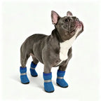 Blue Breathable Mesh Dog Boots for French Bulldogs - Reflective Anti-Slip Shoes for Hot Pavement and Daily Walks