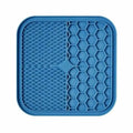  Blue silicone Frenchie slow feeder licking mat, hexagonal food zone and textured licking area