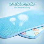 Close-up of the breathable mesh surface on a French Bulldog cooling pad, showing quick air circulation for summer comfort.