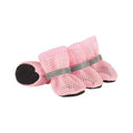 Pink Breathable Mesh Dog Boots for French Bulldogs - Anti-Slip Summer Paw Protectors with Reflective Strap