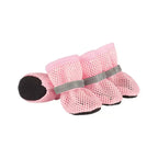 Pink Breathable Mesh Dog Boots for French Bulldogs - Anti-Slip Summer Paw Protectors with Reflective Strap