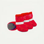 Red Breathable Mesh Dog Boots for French Bulldogs - Anti-Slip Summer Paw Protectors with Reflective Strap