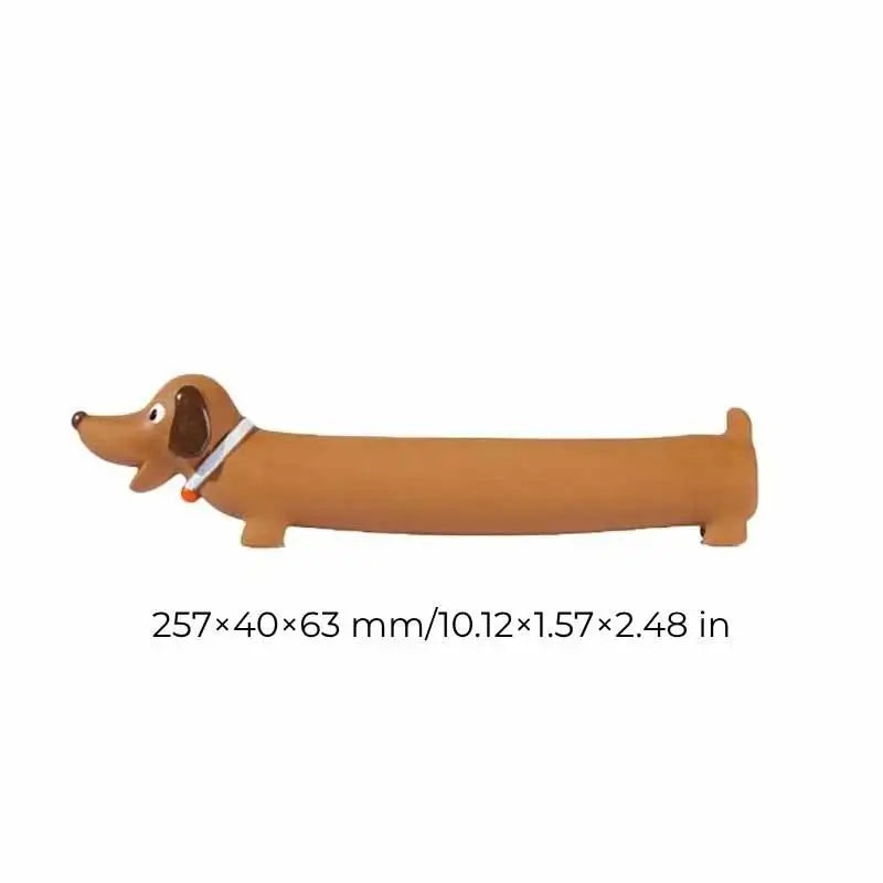 Brown dachshund-shaped latex squeaky toy for French Bulldogs, 257mm soft chew toy for small breeds