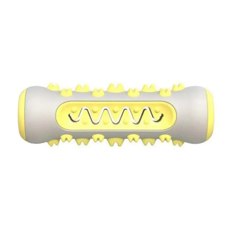 Cream Yellow Fillable Dog Toothbrush Chew Stick, gentle dental cleaning chew toy suitable for French Bulldog puppy and small breed dogs