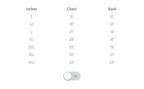 Size measurement chart in inches for French Bulldog cooling vest, S-4XL chest & back dimension size guide | Frenchie Nest