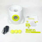 Complete dog tennis ball launcher kit with 3 mini tennis balls, power adapter and instruction manual