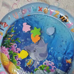 Dolphin-themed water play mat for French Bulldogs, inflatable sensory mat with alphabet border, interactive enrichment toy for small dogs