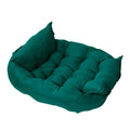 Emerald green convertible multi-position dog bed for French Bulldogs, plush and comfortable pet sofa cushion.