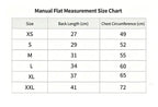 Size measurement chart for french bulldog cooling vest, including back length and chest circumference size data from XS to XXL