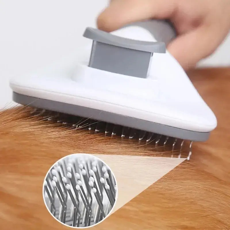 Self Cleaning Slicker Brush for French Bulldog, round pin dog grooming brush removing loose pet fur, FrenchieNest pet supplies