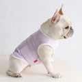 Cream french bulldog in pale purple lightweight mesh cooling tank vest, summer heatproof dog clothes for french bulldog