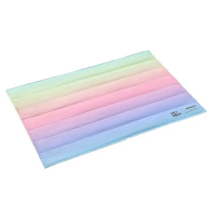 Gradient Rainbow Pet Cooling Gel Mat, waterproof scratch resistant cool pad exclusively for French Bulldogs summer use