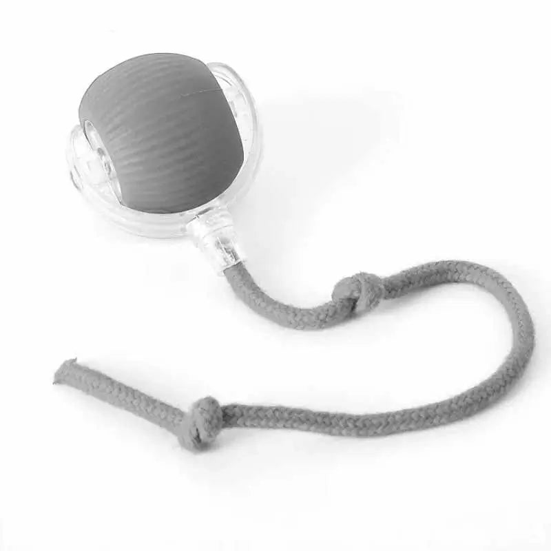 Gray interactive auto-moving ball toy with rope for French Bulldogs, automatic rolling pet toy for small dogs