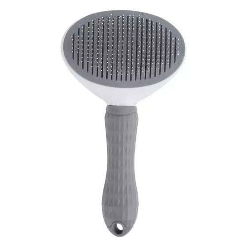 Blue Self Cleaning Slicker Brush for French Bulldog, pet hair removal brush with round tipped pins for short coat dogs