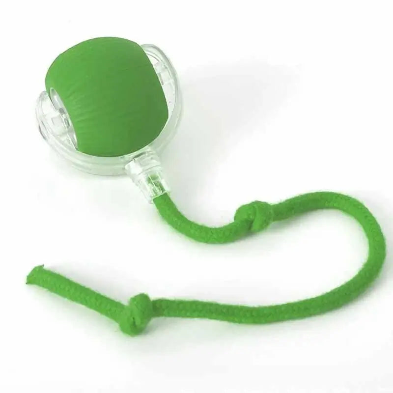 Green interactive auto rolling ball toy with tug rope for French Bulldogs, rechargeable pet enrichment toy