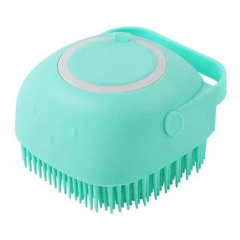 Green Silicone Bath Brush for French Bulldog, Portable Shampoo Dispensing Massage Brush for Short Coat Frenchie Shower Grooming