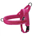 Hot Pink Soft Fleece Lined Reflective Dog Harness, durable nylon vest available for medium adult French Bulldog daily outdoor walking