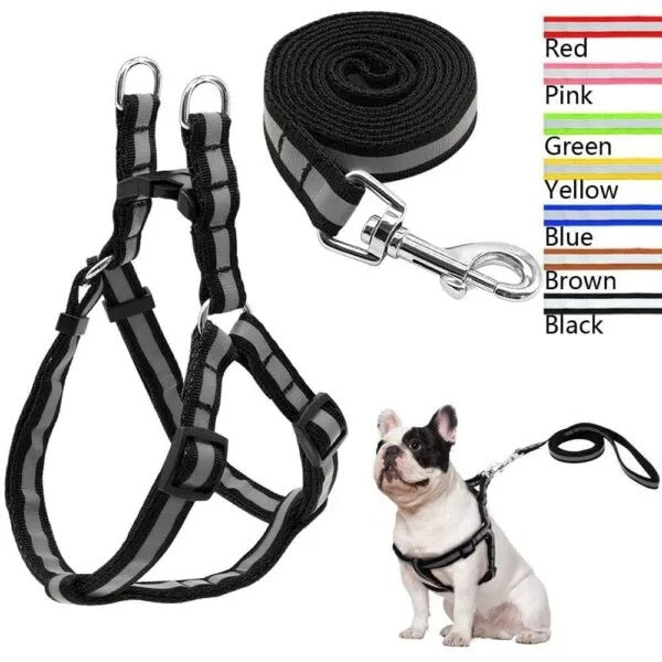 “NO PULL” Reflective Dog Harness and Leash Set