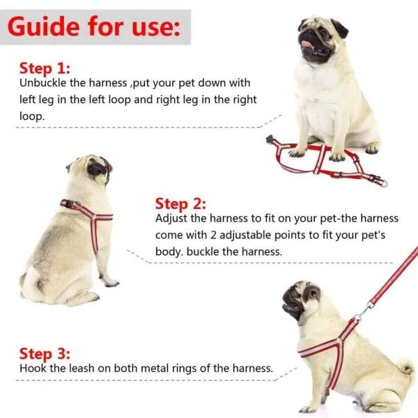 “NO PULL” Reflective Dog Harness and Leash Set