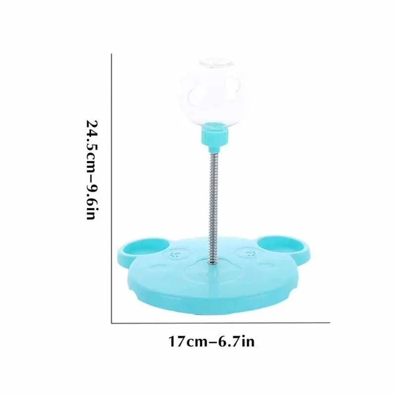 Size guide for interactive French Bulldog treat dispenser toy, 17cm base width and 24.5cm height dimensions