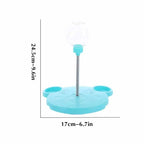 Size guide for interactive French Bulldog treat dispenser toy, 17cm base width and 24.5cm height dimensions