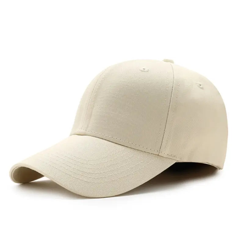 Blank beige cotton baseball cap, premium dad hat for custom French bulldog embroidery, ideal base cap for Frenchie lovers at FrenchieNest