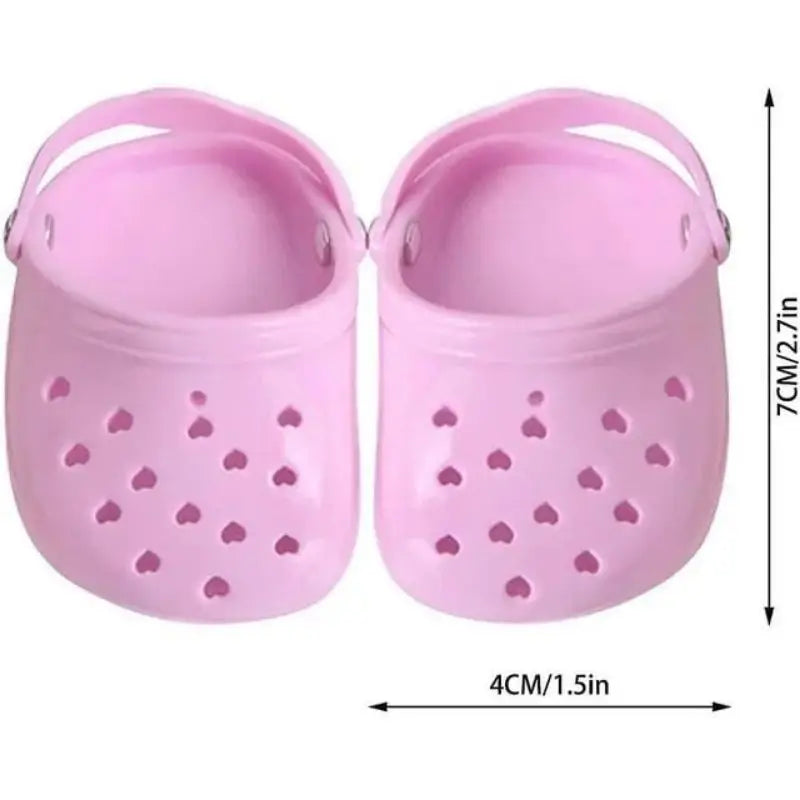 Light pink dog clogs size chart for French Bulldogs, showing 4cm width and 7cm height measurements.