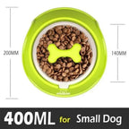 Lime Green 400ml rotating bone puzzle slow feeder bowl, anti-slip bottom design prevents tipping during French Bulldog mealtime