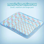 Blue cooling pad for French Bulldogs available in small, medium, and large sizes, suitable for all small to medium pets.