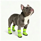 Neon Green Breathable Mesh Dog Boots for French Bulldogs - Adjustable Reflective Strap, Non-Slip Summer Paw Protectors
