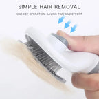 One Button Quick Hair Release Self Cleaning Brush demo, easy fur removal grooming tool for shedding French Bulldog