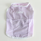 Pale purple white edge breathable cooling tank vest flat photo, lightweight summer dog apparel for french bulldog