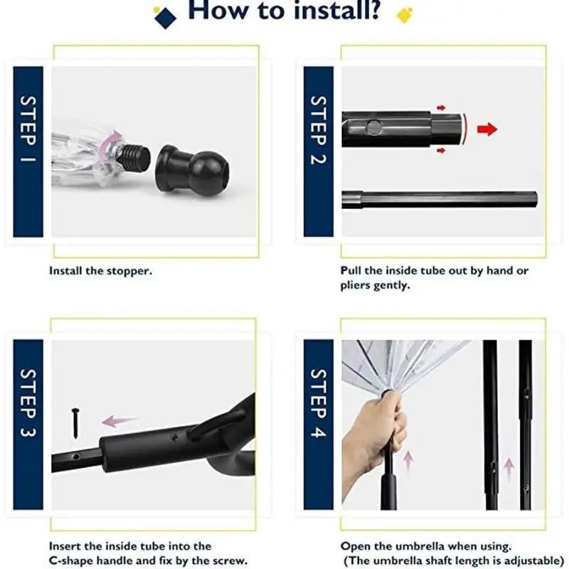 Step-by-Step Installation Guide Diagram for Hands-Free Clear Pet Dog Rain Umbrella, Easy Assembly Instructions for Small Breed Puppy Umbrella