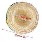 Alt text: Size guide for mini pet sombrero hat showing dimensions 16cm wide and 8cm inner diameter