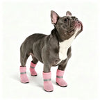 Pink Breathable Mesh Dog Boots for French Bulldogs - Adjustable Reflective Strap, Anti-Slip Summer Paw Protectors