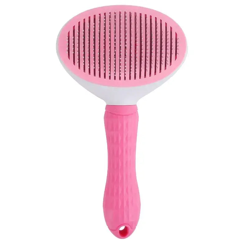 Pink Self Cleaning Dog Brush for French Bulldog, ergonomic non-slip handle slicker grooming brush for short hair Frenchies