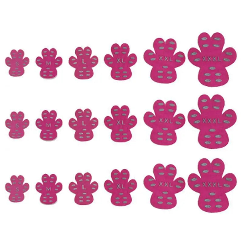 Pink waterproof dog paw pads, S-XXXL sizes, disposable anti-slip silicone foot protectors for indoor and outdoor use on dogs