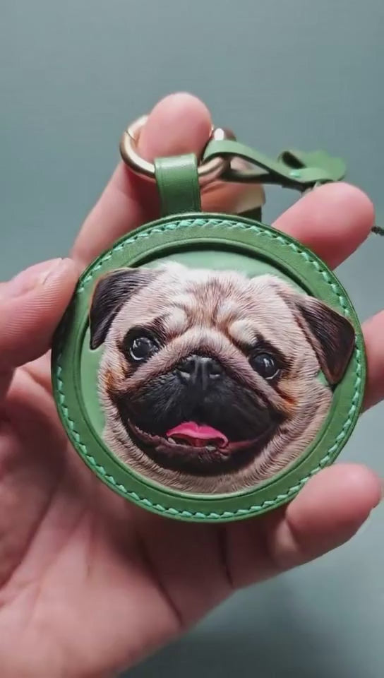 Watch our handmade leather carving process for custom French Bulldog ID tags, personalized with your pup’s portrait and name, durable leather keepsake for frenchie owners.