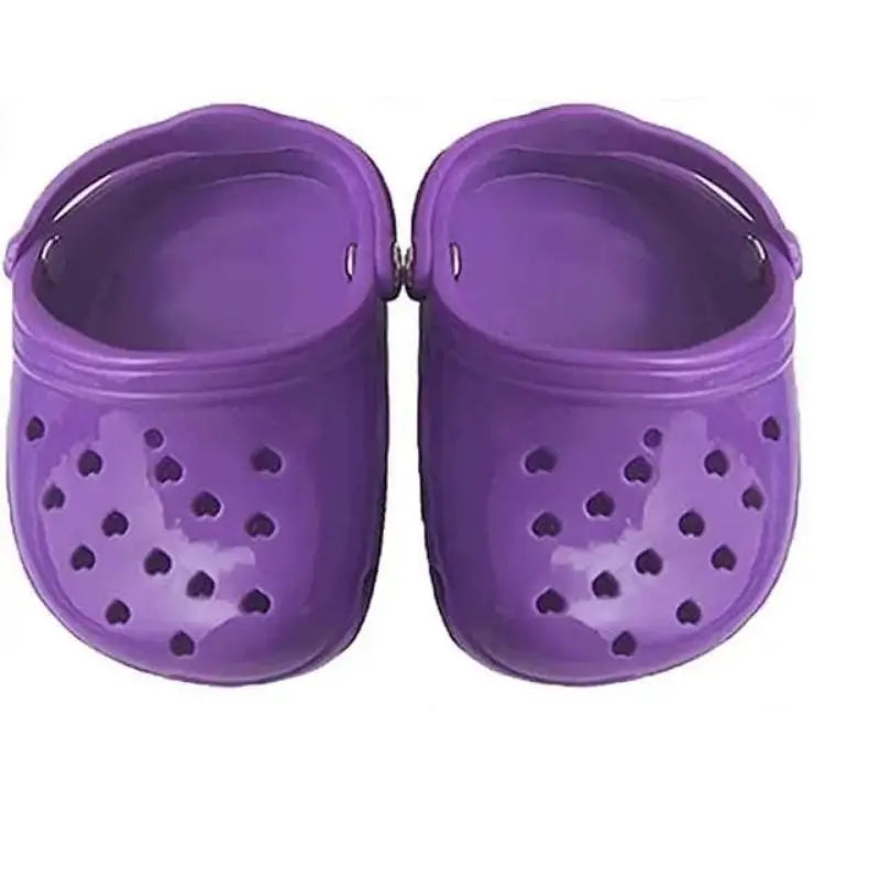 Purple dog clogs with heart cutouts for French Bulldogs, lightweight and breathable summer pet footwear.